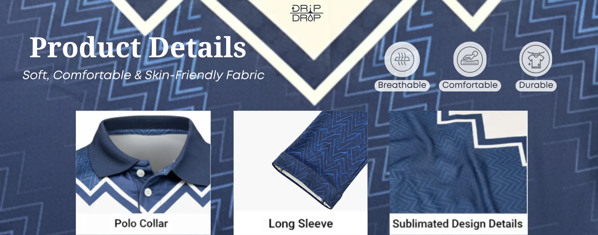 Navy Blue & White Full Sleeve T-Shirt